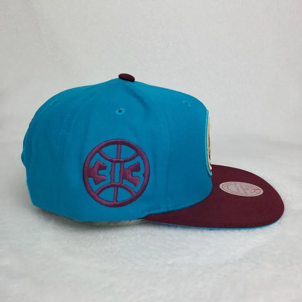 Detroit Pistons‎ Mitchell & Ness NBA Snapback Hat Cap 3D Logo Teal Maroon NWT